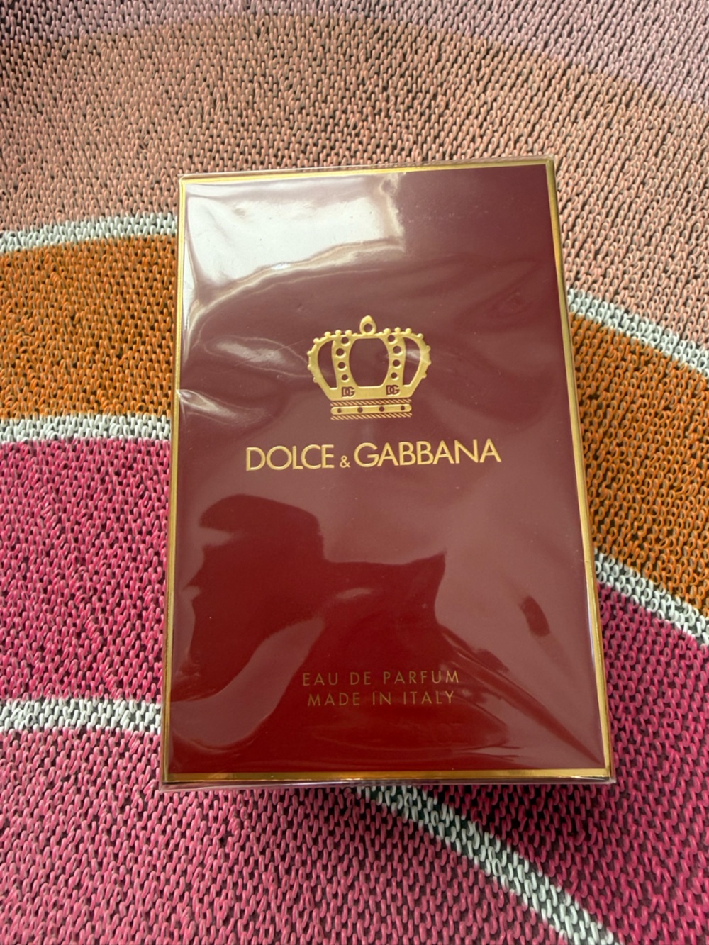 Dolce & Gabbana Red and Gold Crown-Top Parfum Bottle